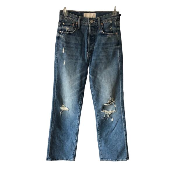 $278 Mother Denim The Rambler Ankle Holy Melancholy Straight Blue Jeans 25 NWT's